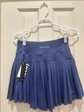 GoldHinge Pleated Golf Skirt/Shorts and pockets in Slate Blue